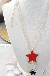 New patriotic 34" gold tone necklace
